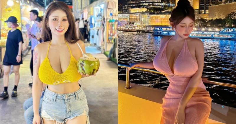 泰大啦！巨乳女神「艾妃」比基尼度假，胸前兩粒比椰子還要雄偉！